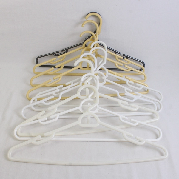 Mixed Lot of 10 Plastic Clothes Hangers Beige White Gray