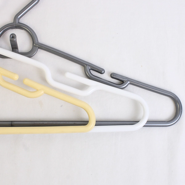 Mixed Lot of 10 Plastic Clothes Hangers Beige White Gray