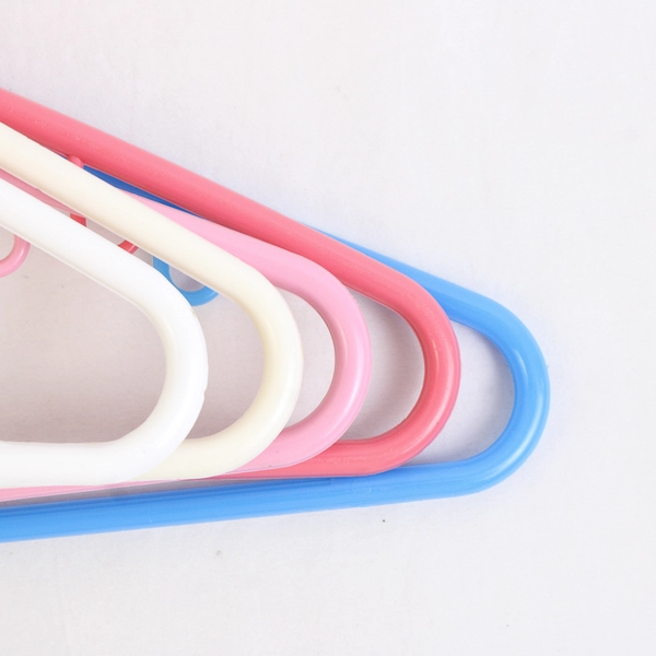 Mixed Lot of 10 Plastic Clothes Hangers White Pink Blue