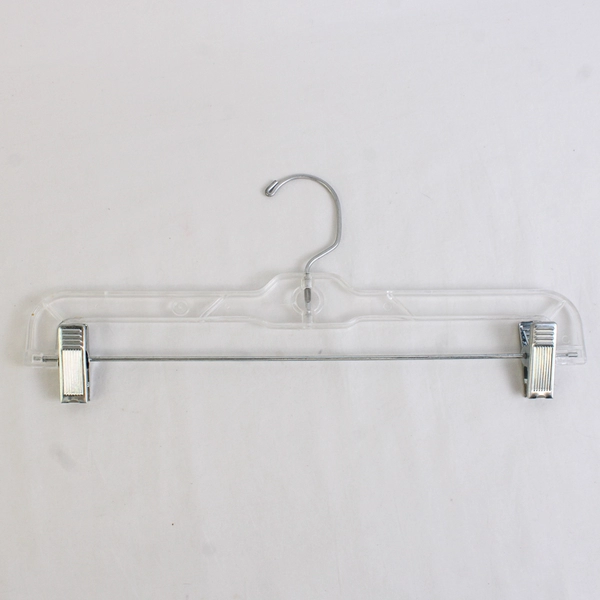 Lot of 5 Clear Plastic Pants Skirt Hangers with Metal Clips