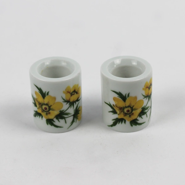 Lot of 2 Mini Floral Ceramic Candlestick Holders By Funny Design West Germany