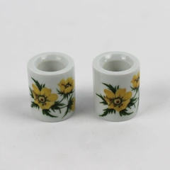 Lot of 2 Mini Floral Ceramic Candlestick Holders By Funny Design West Germany