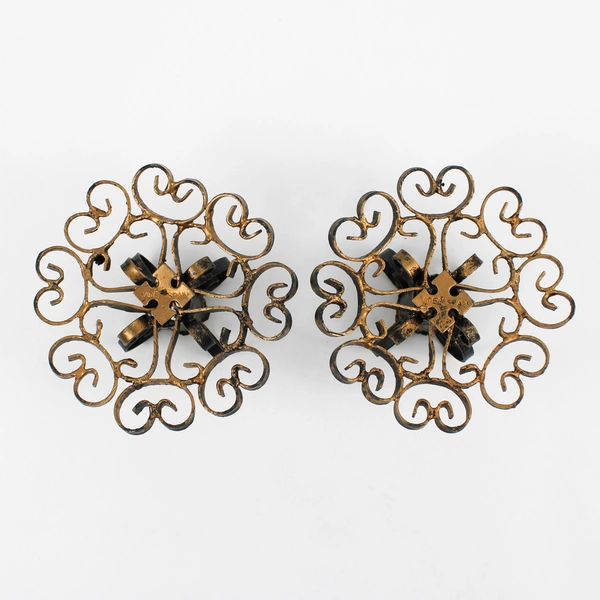 Lot of 2 Unbranded Wrought Iron Metal Spanish Candlestick Holders Made in Spain