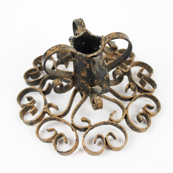 Lot of 2 Unbranded Wrought Iron Metal Spanish Candlestick Holders Made in Spain