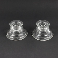 Lot of 2 Indiana Glass Recollections Candlestick Holders Clear Etched Glass