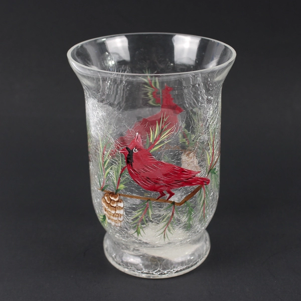 Celebrations Holiday Cardinal 6” Hurricane Tealight Candle Holder