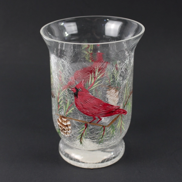 Celebrations Holiday Cardinal 6” Hurricane Tealight Candle Holder