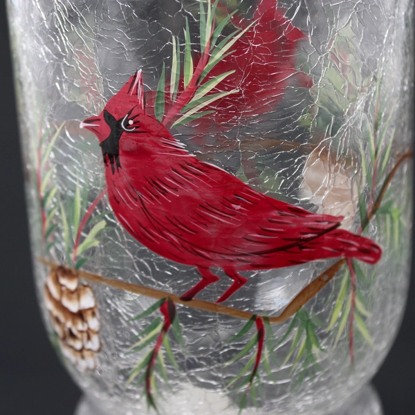 Celebrations Holiday Cardinal 6” Hurricane Tealight Candle Holder