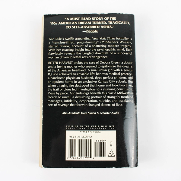 Bitter Harvest A Woman's Fury A Mother's Sacrifice by Ann Rule 1999 Paperback