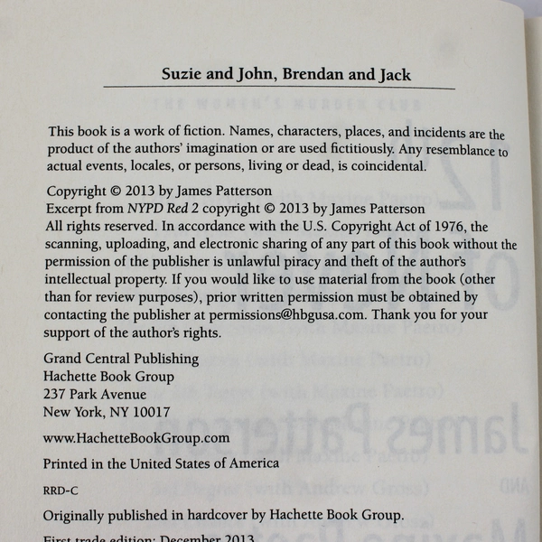 12th of Never James Patterson Maxine Paetro Women's Murder Club Series 2013 PB