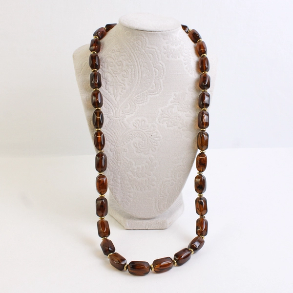 Lot of 3 Amber Color Beaded Costume Jewelry Necklaces