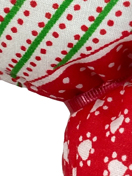 Vintage Christmas Wreath Plush Stuffed Red Green Ribbon Bow Mistletoe Patchwork