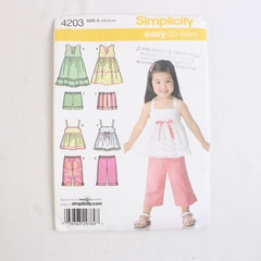 Simplicity 4203 Toddlers Dress & Outfit Patterns Girls Size A (1/2, 1, 2, 3, 4)