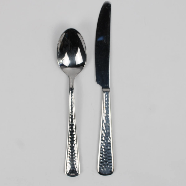 Lot Of 2 Cambridge Silver Francine Hammered Oval Soup Spoon Dinner Knife 18 SS