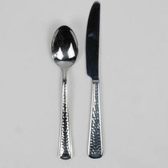 Lot Of 2 Cambridge Silver Francine Hammered Oval Soup Spoon Dinner Knife 18 SS