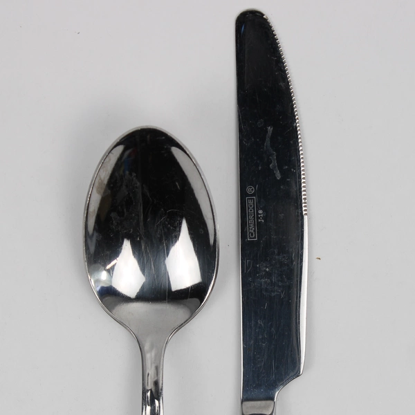 Lot Of 2 Cambridge Silver Francine Hammered Oval Soup Spoon Dinner Knife 18 SS