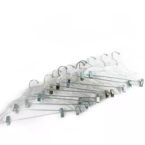 Lot of 10 Unbranded Clear Plastic Clip Pants Skirt Clothes Hangers