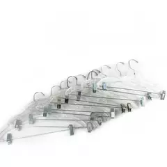 Lot of 10 Unbranded Clear Plastic Clip Pants Skirt Clothes Hangers