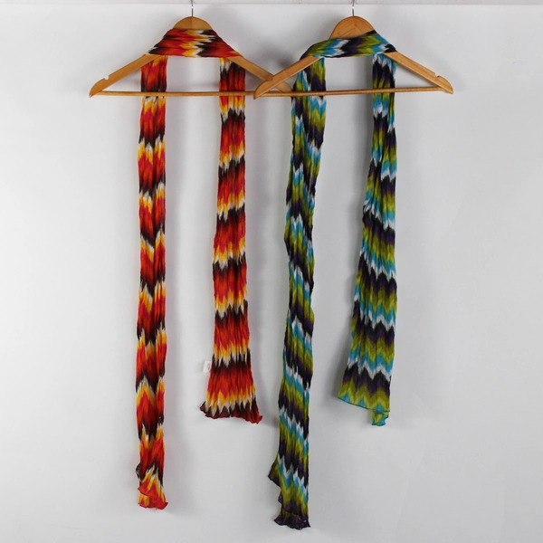 Lot of 2 Unbranded Multicolor Scarves 20.5" by 78" Made in India 