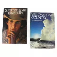 Lot of 2 National Geographic Books Yellowstone Country & Lands Down Under HC