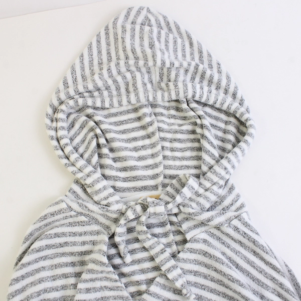 Mesh+Lace Women's XL White and Gray Striped Poncho Hoodie