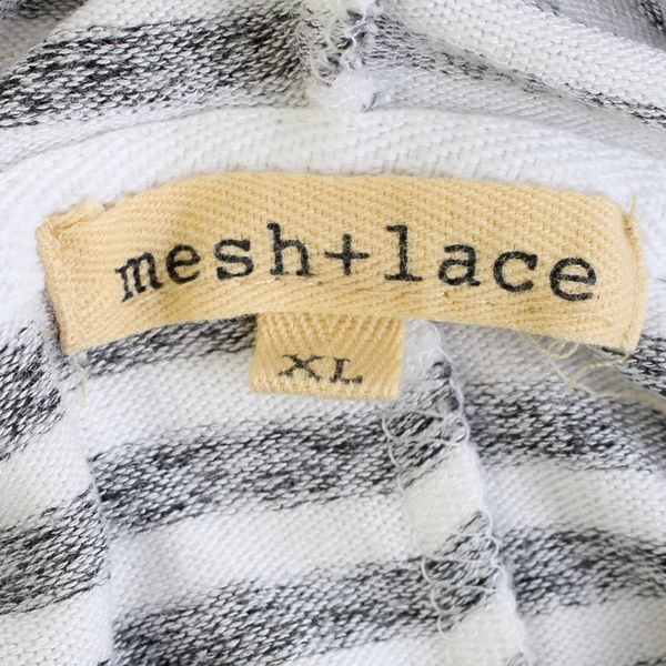 Mesh+Lace Women's XL White and Gray Striped Poncho Hoodie