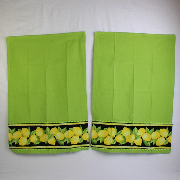 Lot Of 2 Dii For The Home 100% Cotton Green Lemon Tea Towels 17.5" x 25.5"