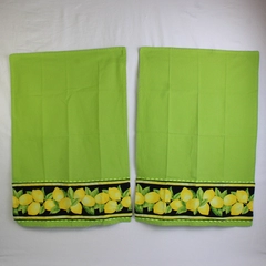Lot Of 2 Dii For The Home 100% Cotton Green Lemon Tea Towels 17.5" x 25.5"