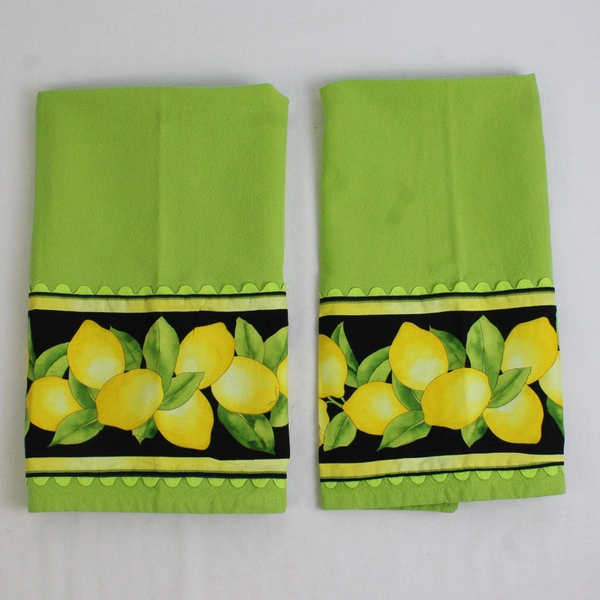 Lot Of 2 Dii For The Home 100% Cotton Green Lemon Tea Towels 17.5" x 25.5"
