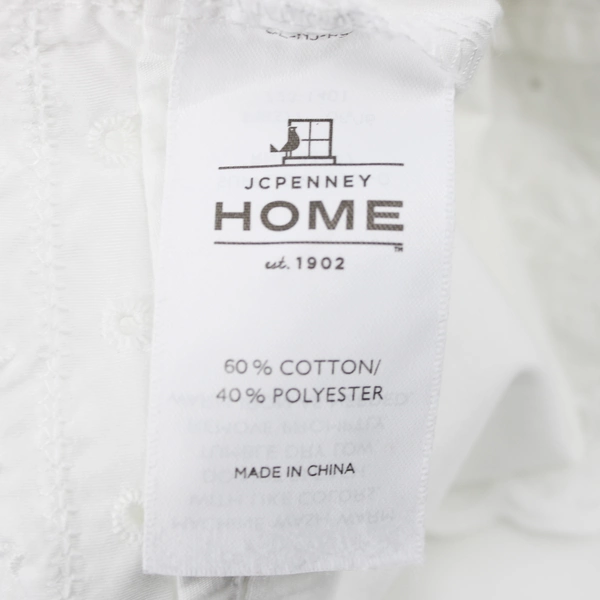 Lot Of 2 JCPenney Home Solid White Embroidered Standard Pillow Cases 19.5"x30"