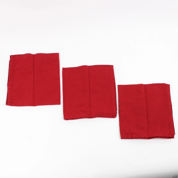 Lot Of 3 Unbranded Matching Solid Red Color Woven Fabric Napkins 15" x 16"