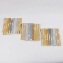 Lot Of 3 Unbranded Matching Multicolor Striped Fabric Napkins 15" x 16.5"