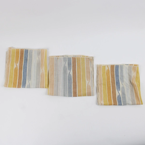 Lot Of 3 Unbranded Matching Multicolor Striped Fabric Napkins 15" x 16.5"