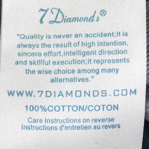 7 Diamonds Men's XL Blue Plaid Button Up Cuffed Short Sleeve Shirt 100% Cotton