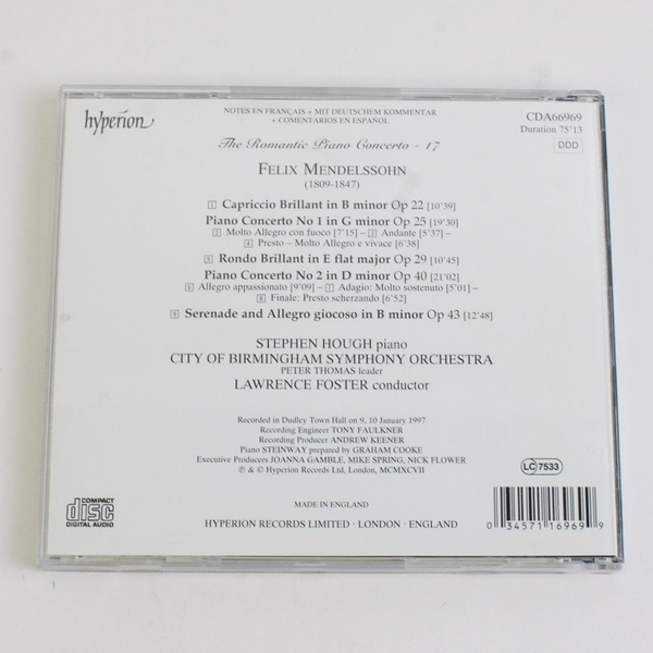 The Romantic Piano Concerto Vol.17 Mendelssohn 