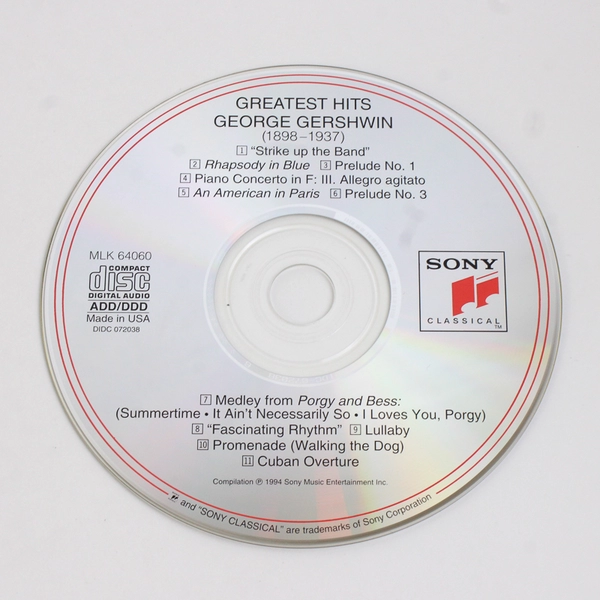 Greatest Hits: Gershwin CD 1994 Sony Classical John Williams, Bernstein