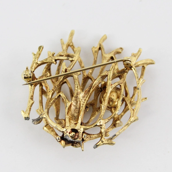 Vintage Gold Tone Branch Brooch With Pearl Accent 