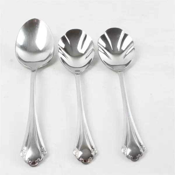 Lot of 3 Oneida Repose Stainless Place Soup Spoon & 2 Sugar Spoons 6.75"