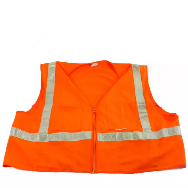 Orange Safety Vest XL with Zipper High Visibility Reflective Workwear