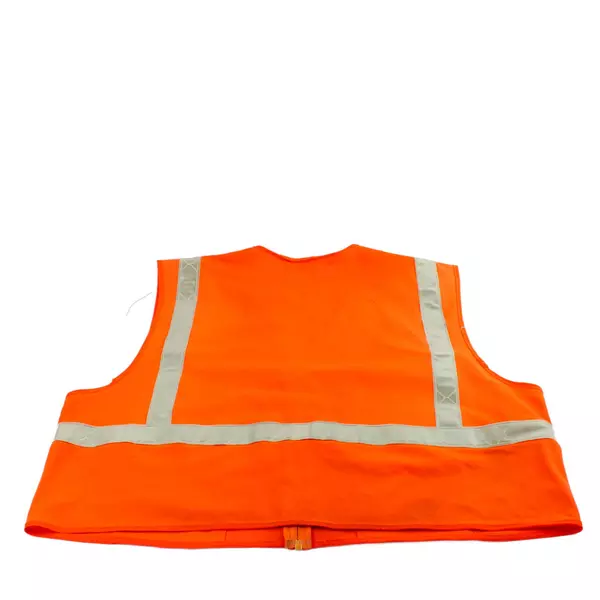 Orange Safety Vest XL with Zipper High Visibility Reflective Workwear