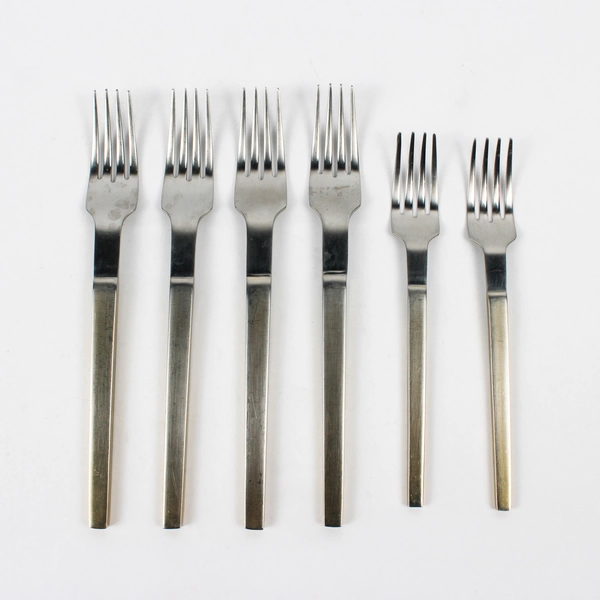 Lot of 6 Splendide 18/10 Stainless 4 Dinner & 2 Salad Forks Unknown Pattern