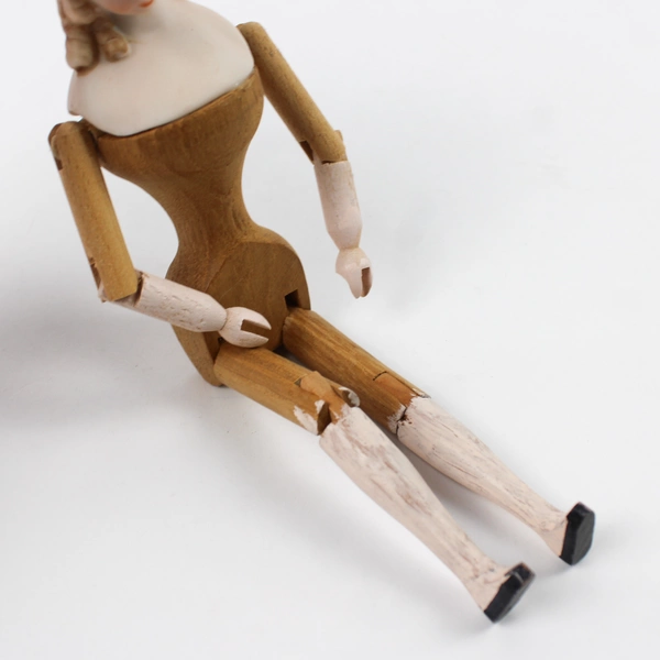 Shackman Handmade Porcelain Bisque Head Doll Jointed Wooden Body 9.5in