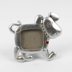 Unbranded Silver Tone Dog Shaped Photo Holder 3"x3"