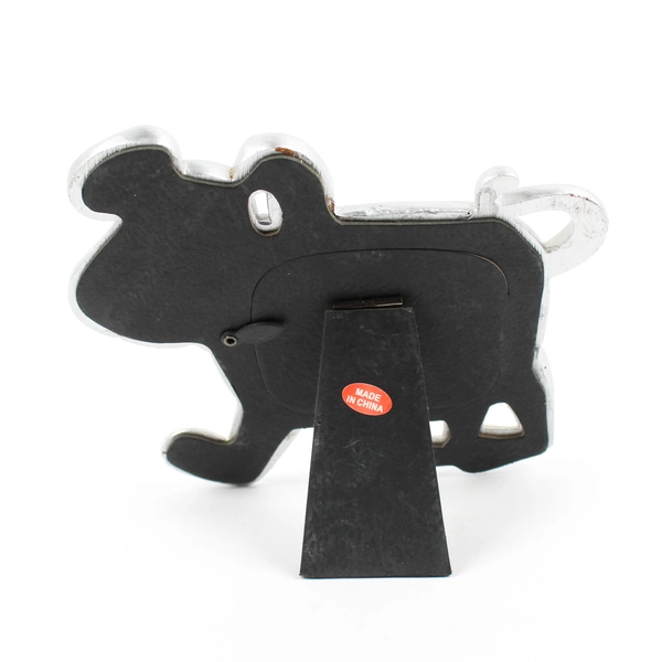 Unbranded Silver Tone Dog Shaped Photo Holder 3"x3"