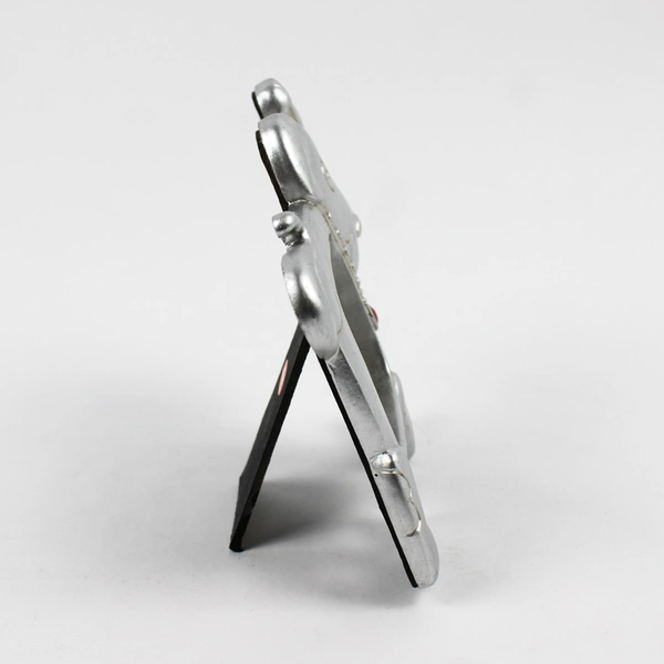 Unbranded Silver Tone Dog Shaped Photo Holder 3"x3"