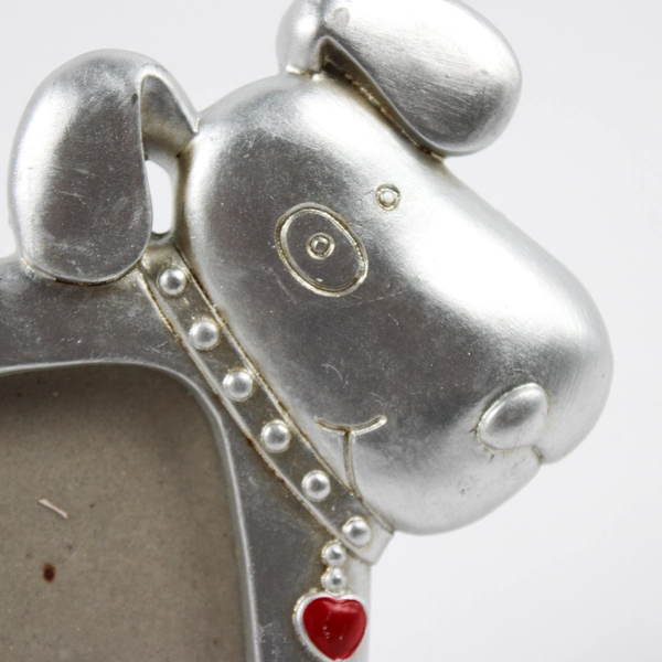Unbranded Silver Tone Dog Shaped Photo Holder 3"x3"