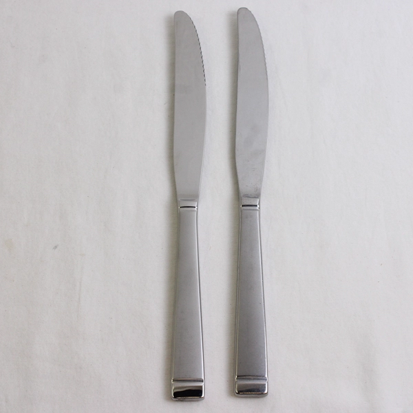Lot of 2 Unbranded Stainless Steel Dinner Knives Flatware 9.5" Long