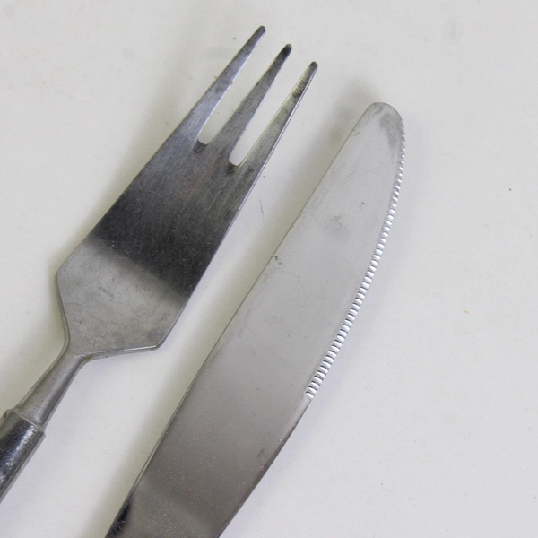 Lot of 2 Obelisk by Universal Steel Stainless 1 Fork 1 Dinner Knife Flatware