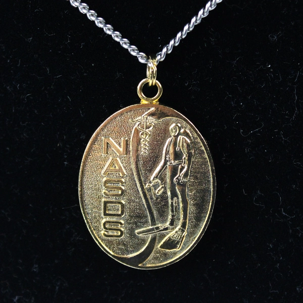 Vtg 1970's NASDS Gold-Toned Diver Pendant with Slot for Medical Information