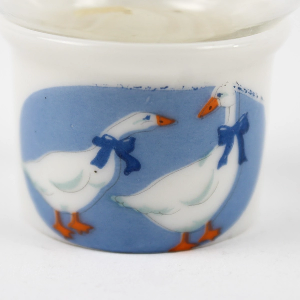 Lot of 2 Vintage Mini Glass Hurricane Candle Holders with Goose Design 2.5" Tall